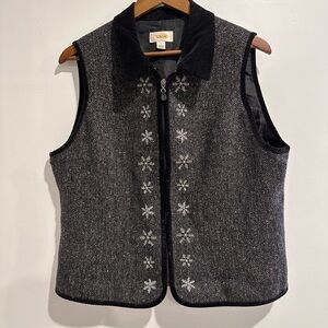 TALBOTS Vintage Wool Blend Holiday Winter Vest Size L
